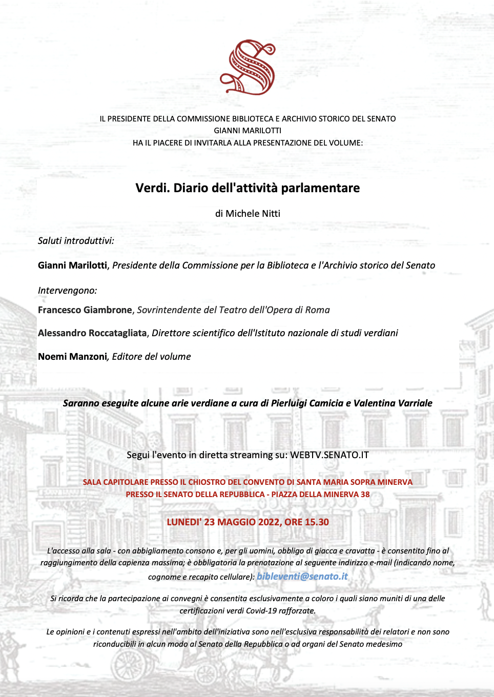 Presentazione del volume: "Verdi. Diario dell'attività parlamentare"